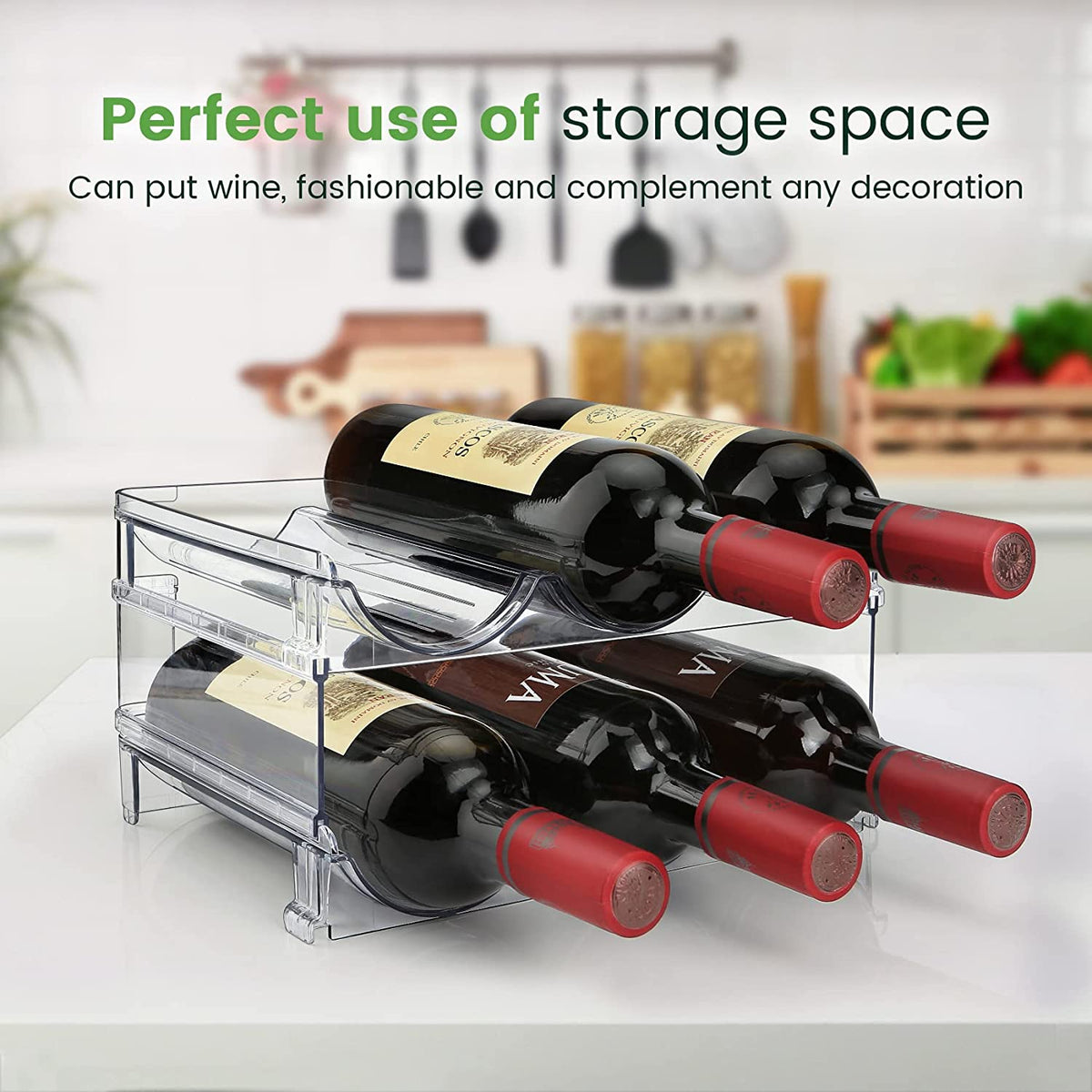Cabinet Water Bottle Organizer Set - 2 Pack Stackable Storage Racks