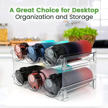 Cabinet Water Bottle Organizer Set - 2 Pack Stackable Storage Racks