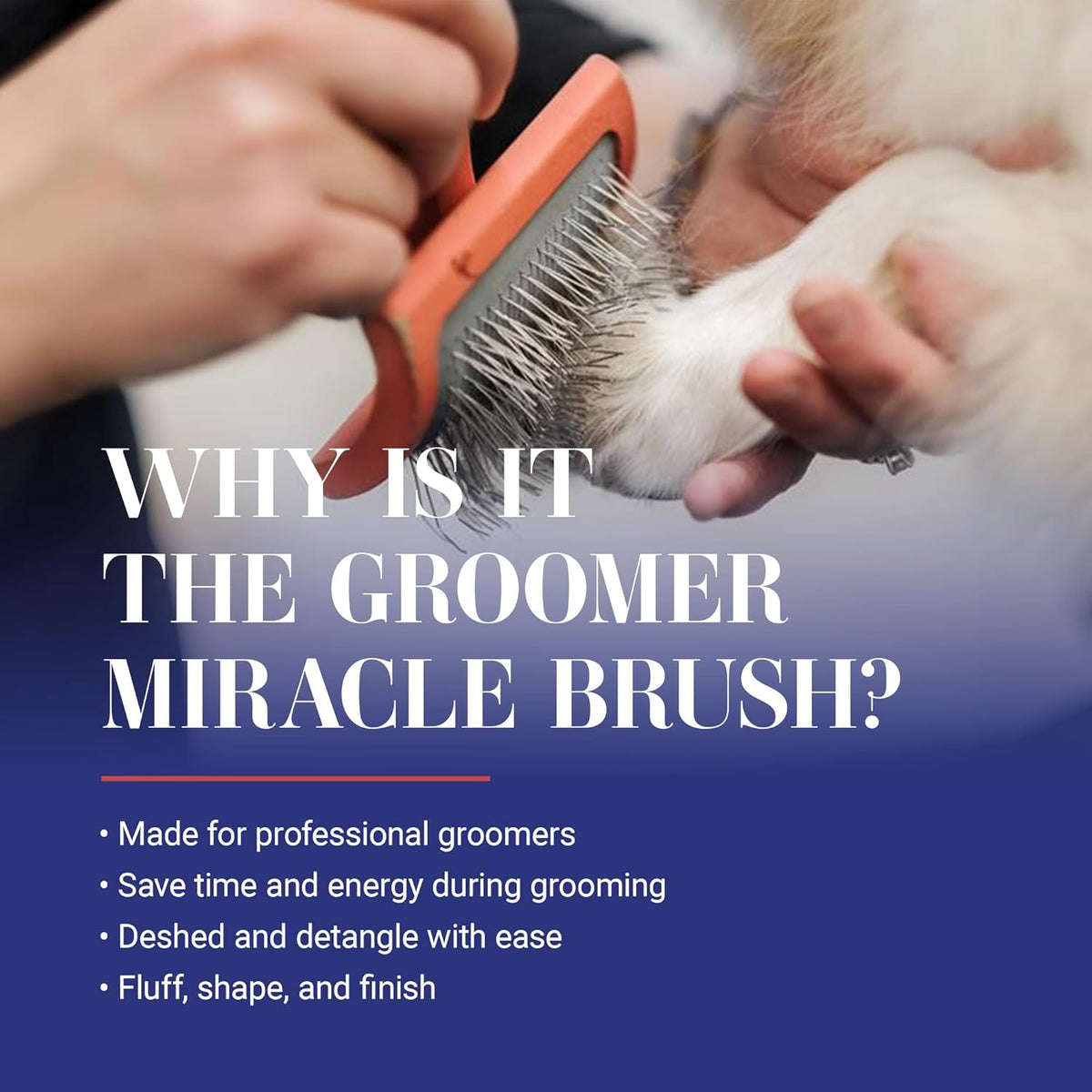 Big G Professional Slicker Brush for Dogs (Goldendoodles, Labradoodles, Poodles) - Efficient Grooming Tool for Fluffing, Detangling, and Styling, Coral, Large
