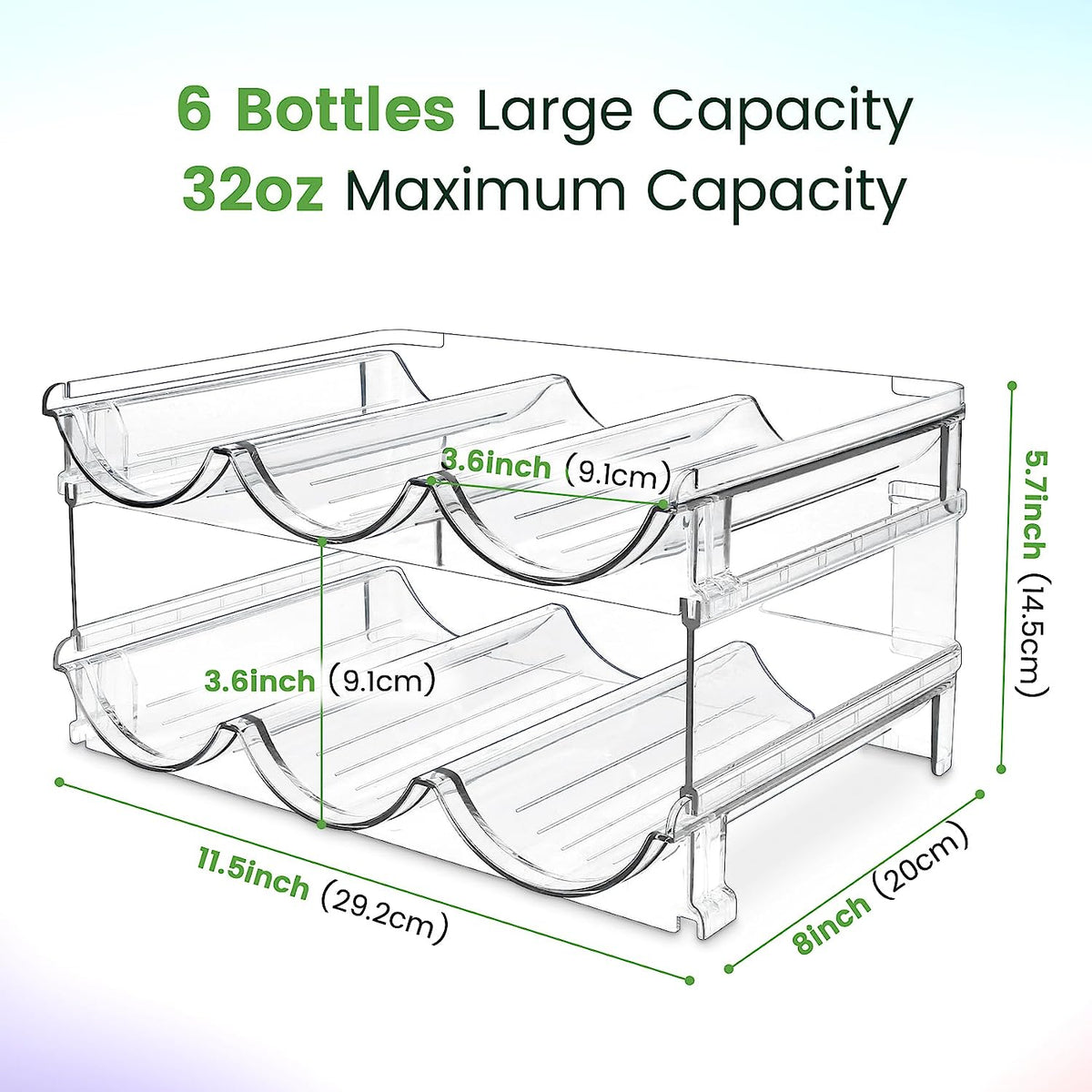 Cabinet Water Bottle Organizer Set - 2 Pack Stackable Storage Racks