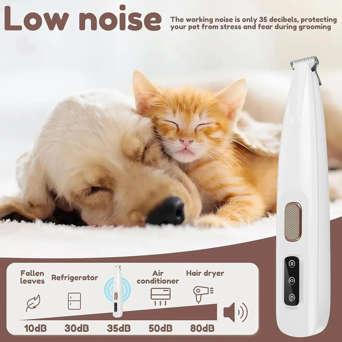 Waterproof Led Light Pet Hair Trimmer, 1 Count Rechargeable Pet Clipper, Professional Pet Hair Grooming Instrument for Dogs & Cats, Gift, Pet Products