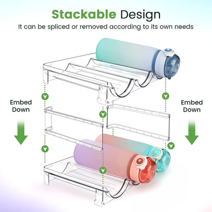 Cabinet Water Bottle Organizer Set - 2 Pack Stackable Storage Racks