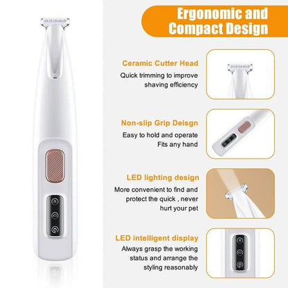 Waterproof Led Light Pet Hair Trimmer, 1 Count Rechargeable Pet Clipper, Professional Pet Hair Grooming Instrument for Dogs & Cats, Gift, Pet Products
