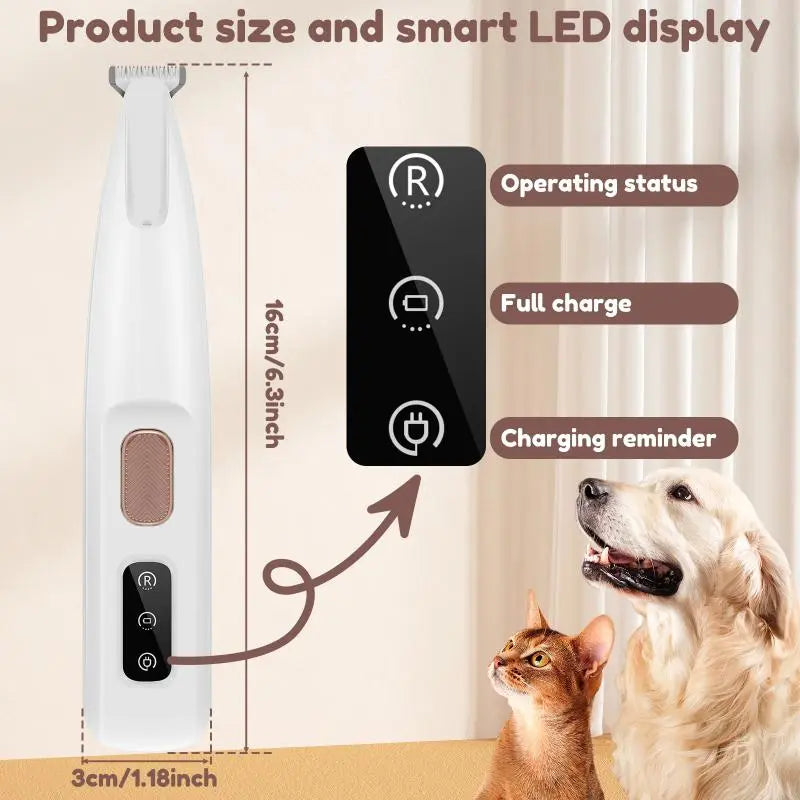 Waterproof Led Light Pet Hair Trimmer, 1 Count Rechargeable Pet Clipper, Professional Pet Hair Grooming Instrument for Dogs & Cats, Gift, Pet Products